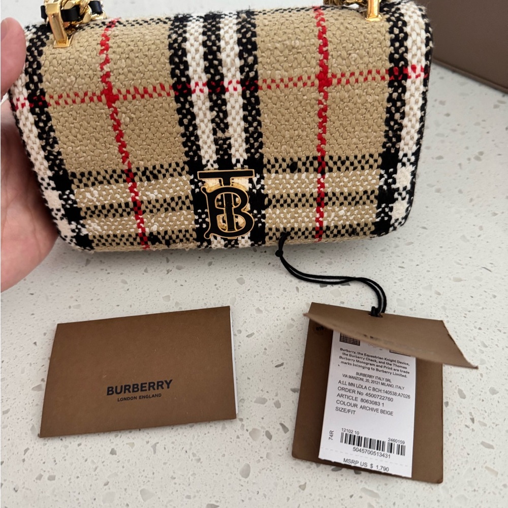 Burberry Beige and Black Plaid Crossbody Bag